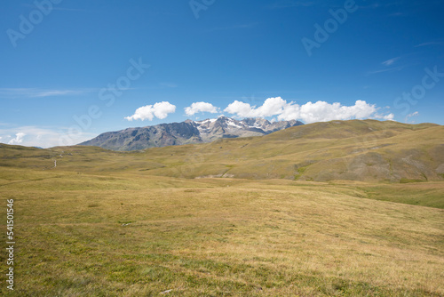 Mountain Peaks with snow in summer, French Alps, France