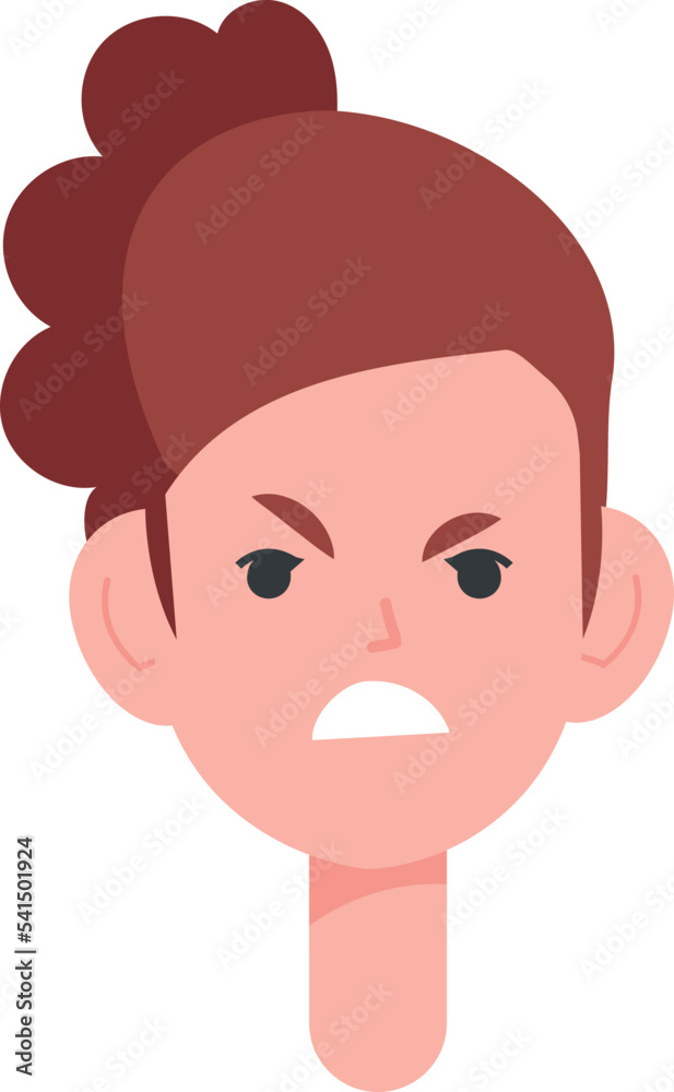 Mad girl face. Angry kid emotion expression Mad girl face. Angry kid emotion expression