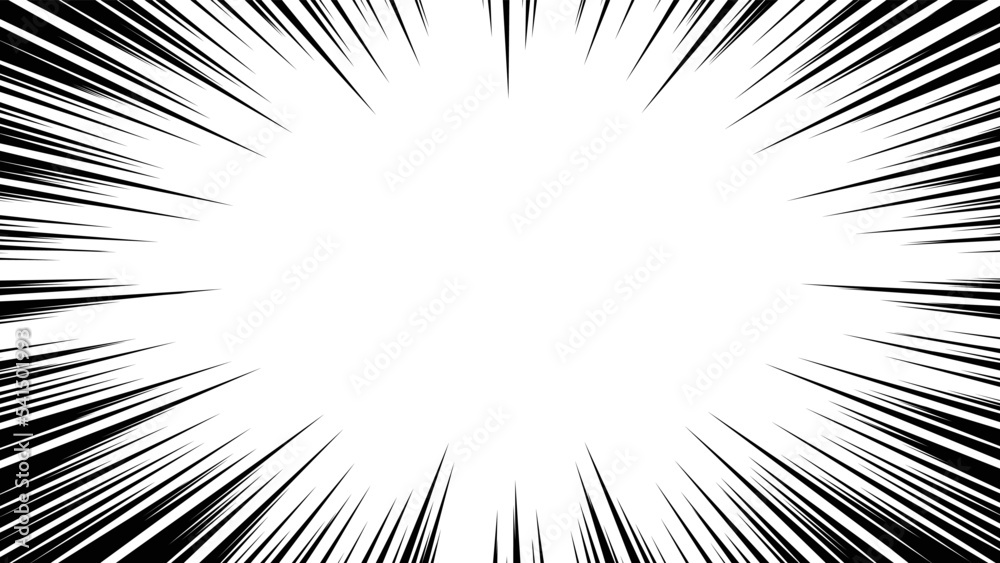 Black cartoon style concentration line material