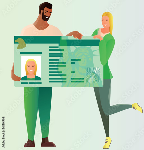 Couple man and woman got an american green card.