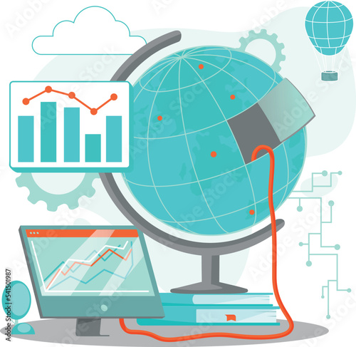 Business themed illustration with globe