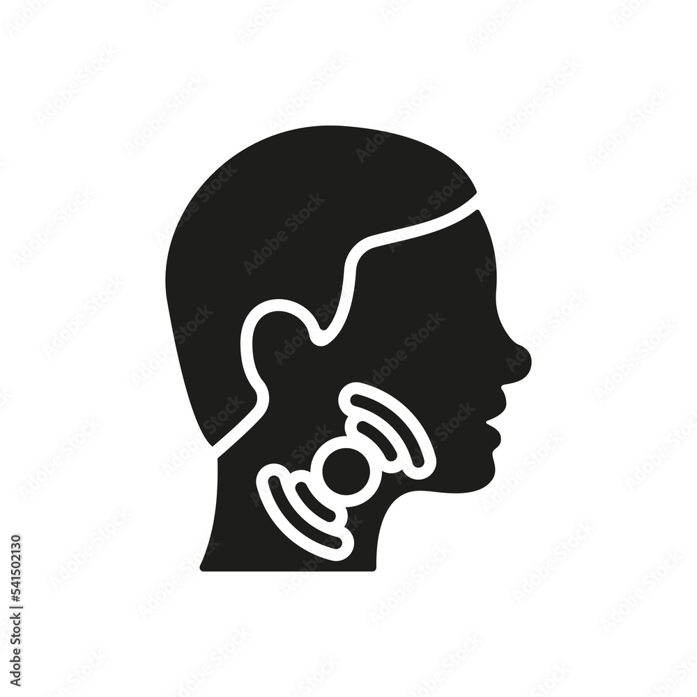 Sore Throat Silhouette Icon. Painful Sore Throat Black Icon. Male head in Profile Pictogram. Symptom of Angina, Flu or Cold. Isolated Vector illustration