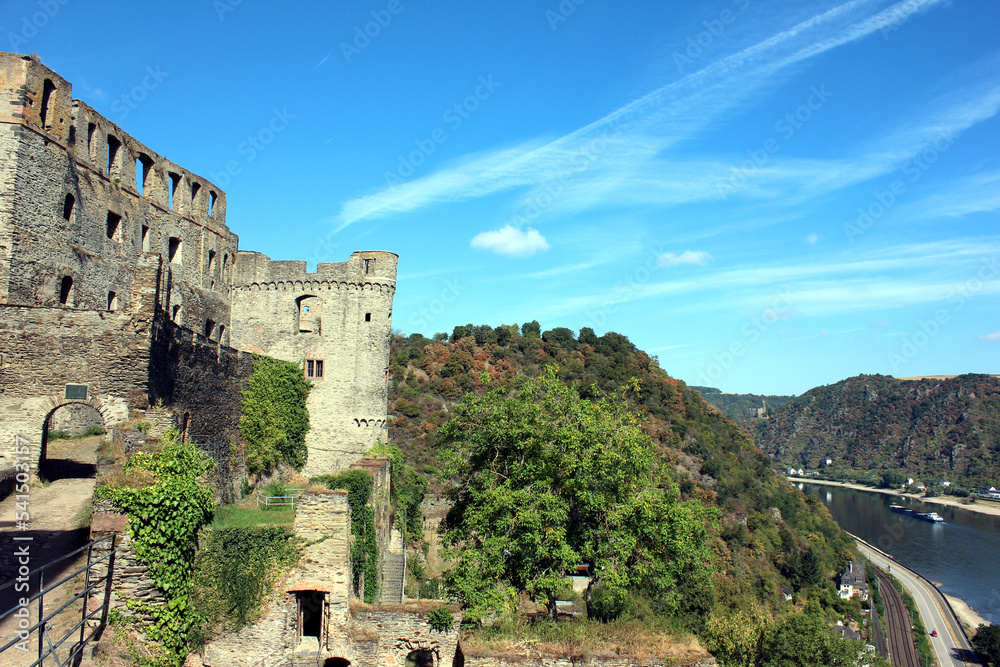 Romantic Rhine valley with beautiful medieval castles. 