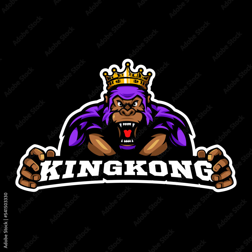Kingkong Gorilla esport gaming mascot logo design illustration vector