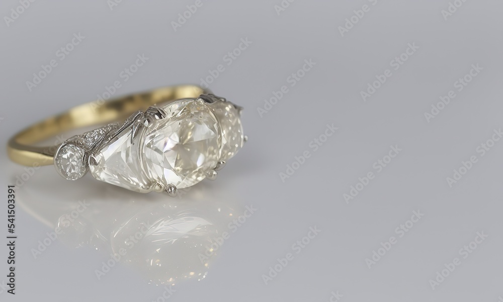 3D engagement ring placed on table render 3D engagement ring placed on table render