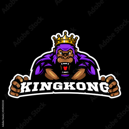 Kingkong Gorilla esport gaming mascot logo design illustration vector