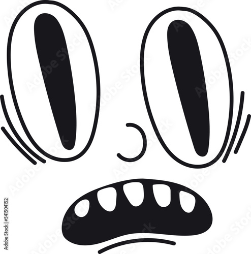 Scared comic face expression in retro toon style