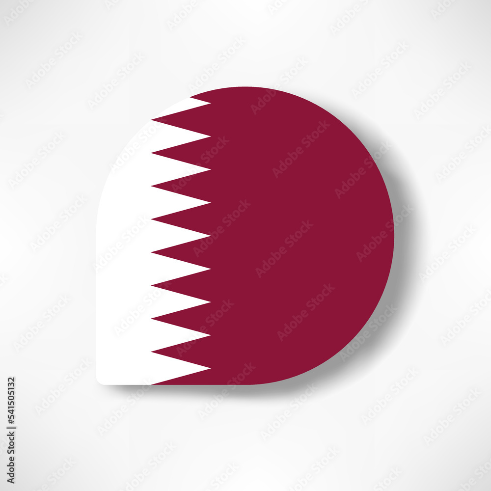 Qatar drop flag icon with shadow on white background. Qatar drop flag icon with shadow on white background.