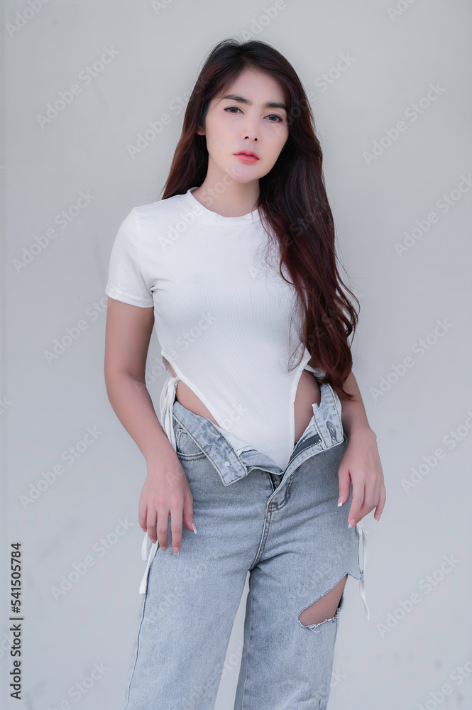 Portrait of beautiful asian woman,Modern style of girl Portrait of beautiful asian woman,Modern style of girl