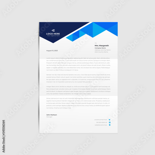 Modern and clean business style letterhead design template