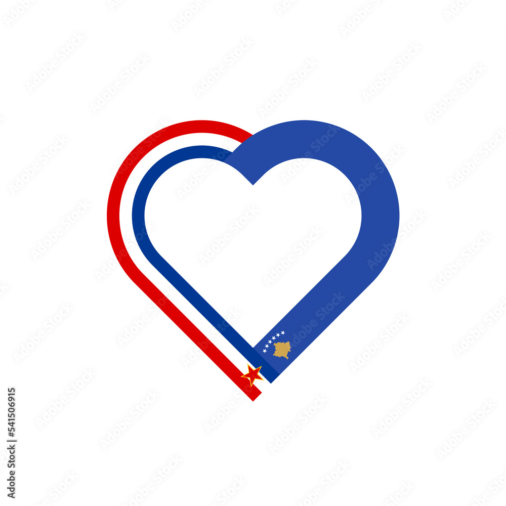 unity concept. heart ribbon icon of yugoslavia and kosovo flags. vector illustration isolated on white background unity concept. heart ribbon icon of yugoslavia and kosovo flags. vector illustration isolated on white background