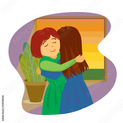 the woman trying to comfort her best friend from stress and sadness vector character