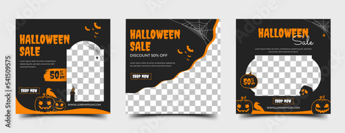 Halloween sale social media post template design collection