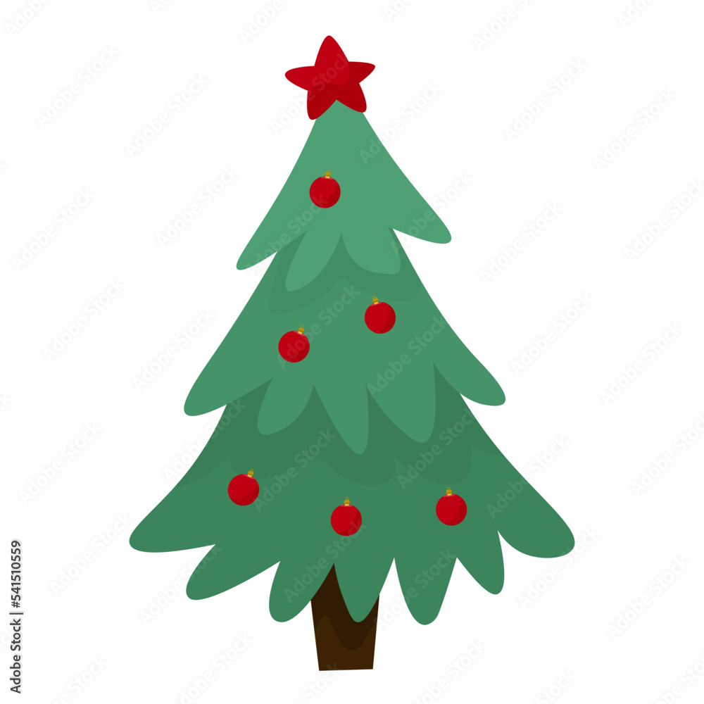 Christmas tree on a white background. Vector illustration