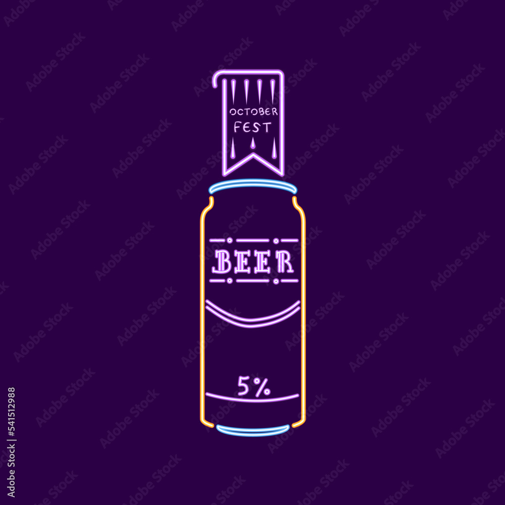 Isolated neon beer can Oktoberfes season Vector Isolated neon beer can Oktoberfes season Vector