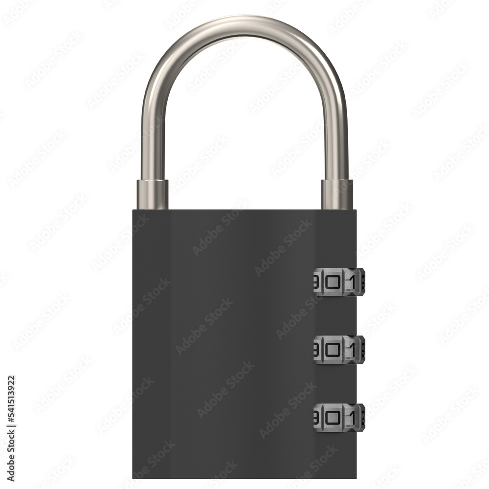 3d rendering illustration of a luggage lock 3d rendering illustration of a luggage lock
