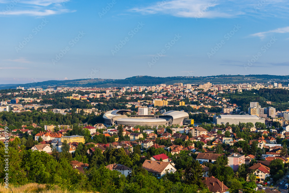 Aerial view of the stadium from Cluj Napoca, a place that hosts many events and festivals