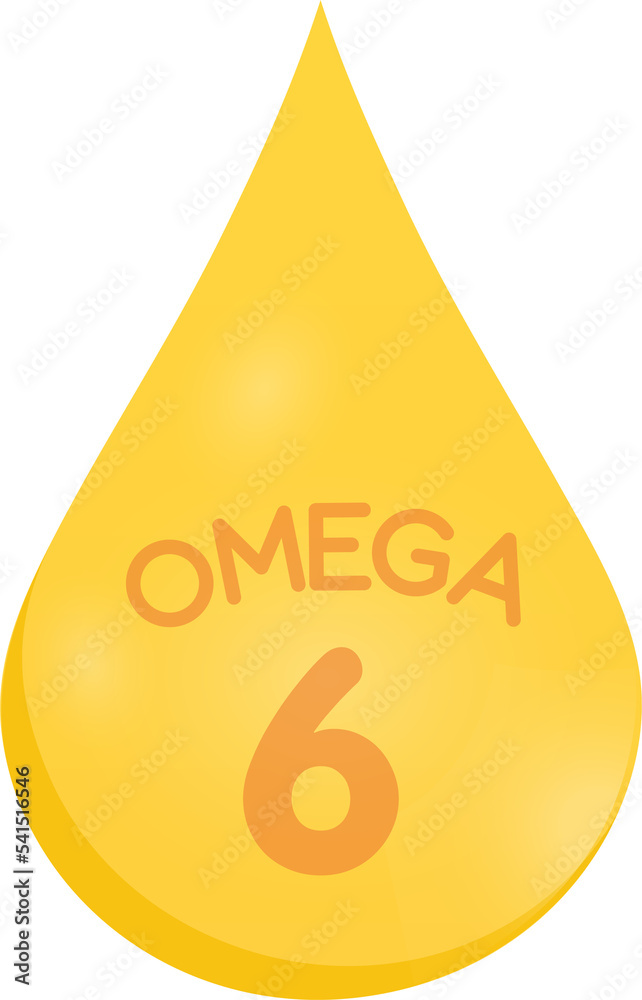 Omega 6 gold icon. Vitamin drop pill capsule. Shining golden essence droplet. Illustration