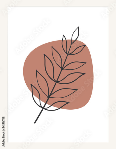 Posters in trendy boho colors. Hand drawn abstract elements flowers and leaves. Collection of contemporary art posters. Minimalism style. Trendy design for social media, postcards, print