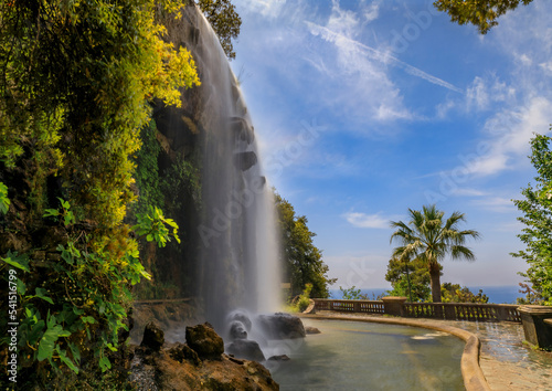 Waterfall at Castle Hill or Colline du Chateau in Nice, South of France photo