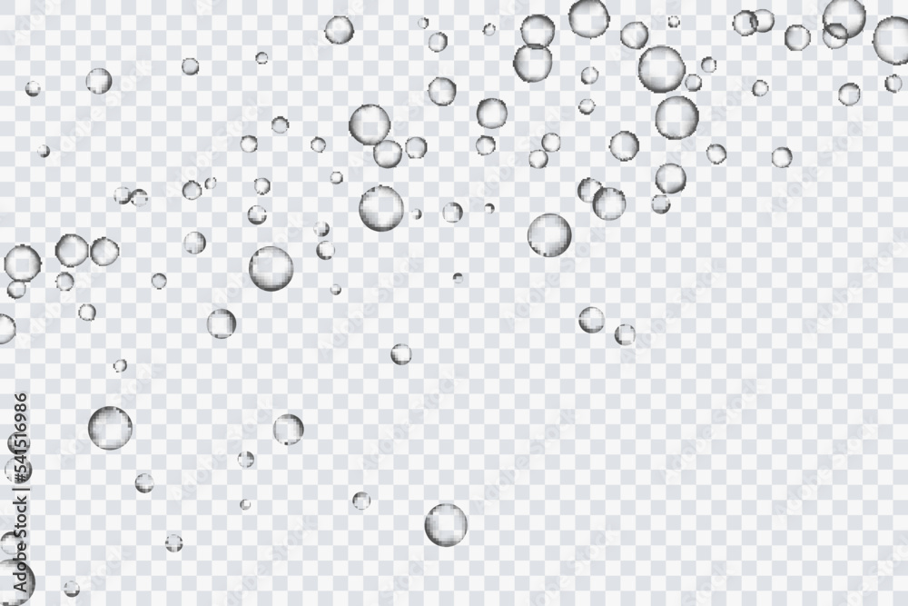 Air bubbles, oxygen, champagne crystal clear, isolated on a transparent background of modern design. Vector illustration of EPS 10. Air bubbles, oxygen, champagne crystal clear, isolated on a transparent background of modern design. Vector illustration of EPS 10.