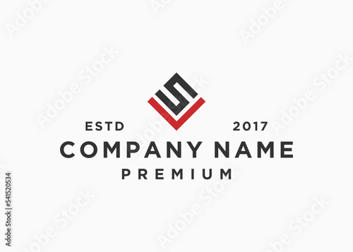 letter sv square logo design vector illustration template