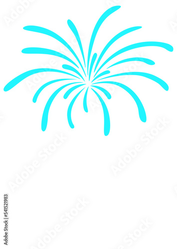 Salute  fireworks clipart. Blue color. independence day decor. Isolated on transparent background.