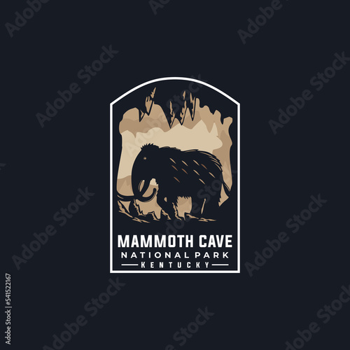 Mammoth Cave national park vector template. kentucky america landmark graphic illustration in emblem patch sticker style.