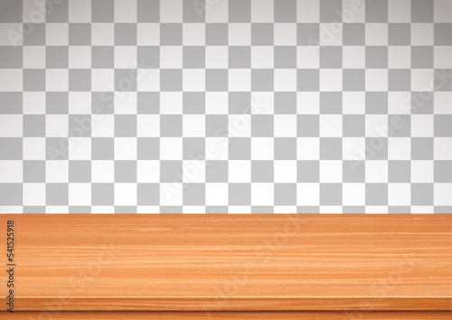 Template with light wood surface on transparent background. Abstract wooden texture, floor, table, copy space, vector illustration.