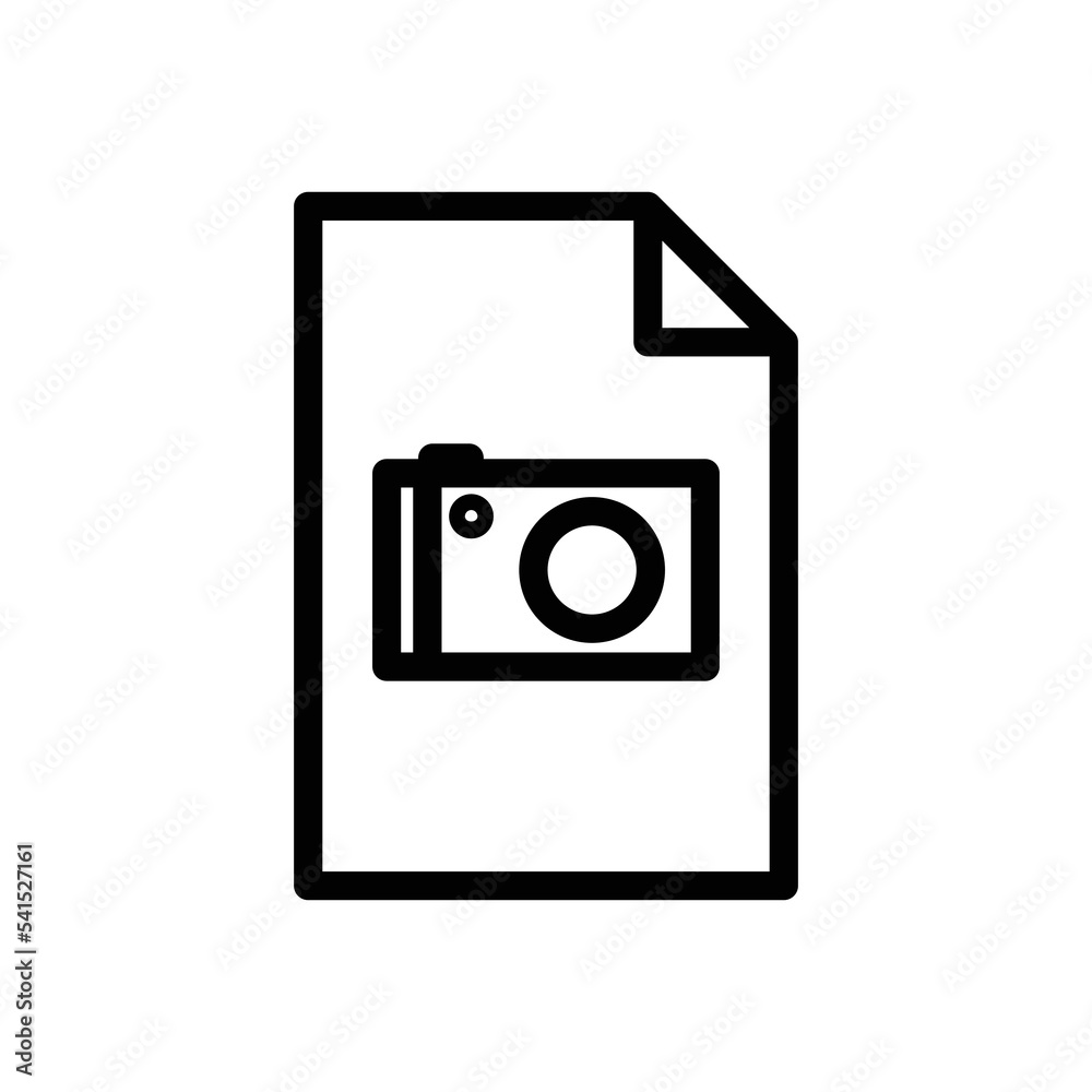 Paper document line icon illustration with camera. icon related to image document, file image. Simple vector design editable. Pixel perfect at 32 x 32 Paper document line icon illustration with camera. icon related to image document, file image. Simple vector design editable. Pixel perfect at 32 x 32
