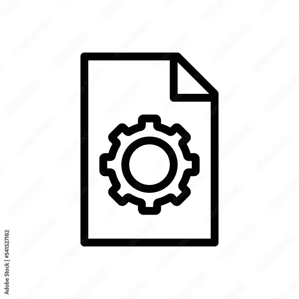 Paper document line icon illustration with gear. icon related to document in developing, file in developing. Simple vector design editable. Pixel perfect at 32 x 32 Paper document line icon illustration with gear. icon related to document in developing, file in developing. Simple vector design editable. Pixel perfect at 32 x 32
