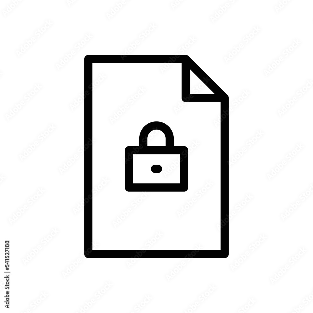 Paper document line icon illustration with padlock. icon related to document lock, file lock. Simple vector design editable. Pixel perfect at 32 x 32 Paper document line icon illustration with padlock. icon related to document lock, file lock. Simple vector design editable. Pixel perfect at 32 x 32
