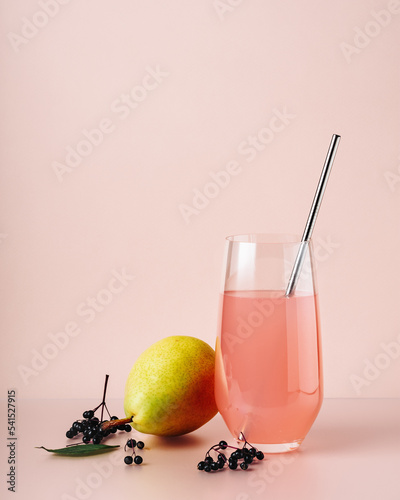 Elderberry drink, cocktail with pear.