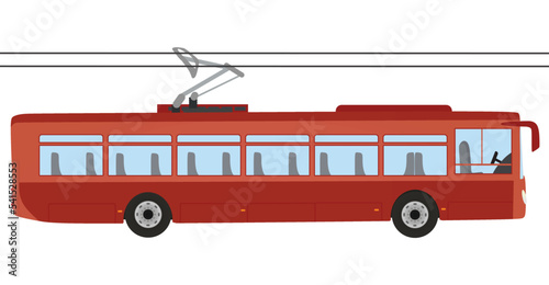 Red city trolleybus. vector illustration