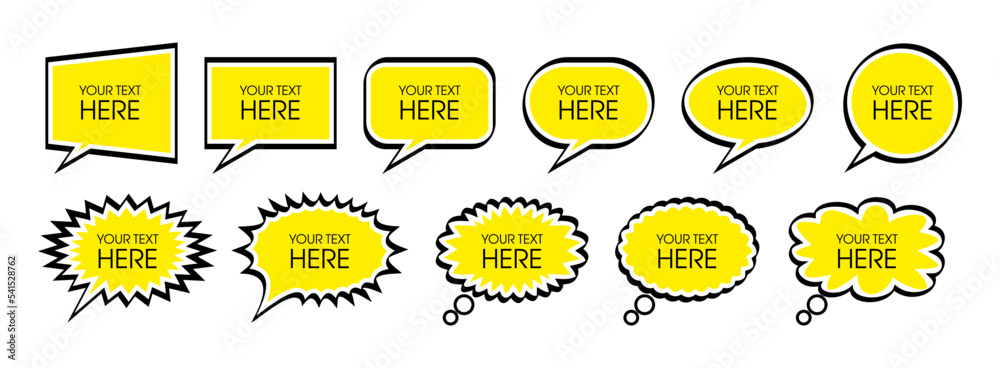 Set of cartoon bubbles speech with copy space for your text. Vector ...
