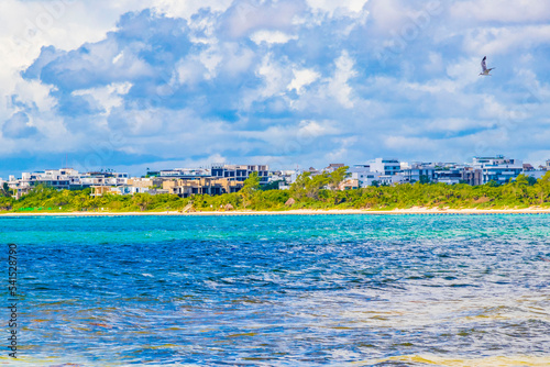 Tropical mexican beach clear turquoise water Playa del Carmen Mexico. © arkadijschell