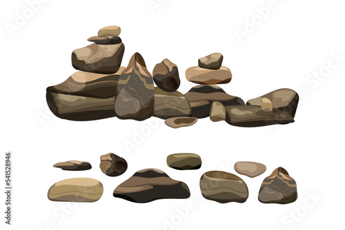 Collection of stones of various shapes.Coastal pebbles,cobblestones,gravel,minerals and geological formations.Rock fragments,boulders and building material.