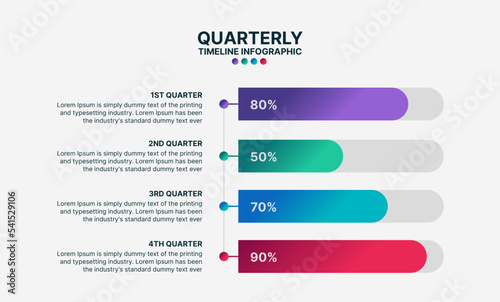 Quarterly Timeline Infographic Design Template with Four Options