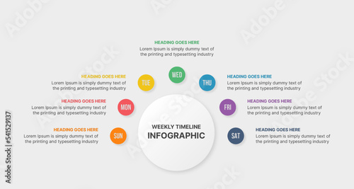 Seven Options, Weekly Timeline, Circle Infographic Template Design © Ramiz