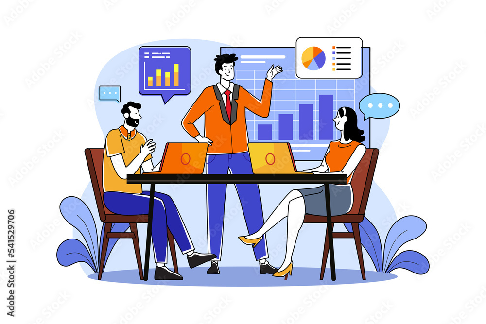 Businessman exchanging work with employees in the meeting room Businessman exchanging work with employees in the meeting room