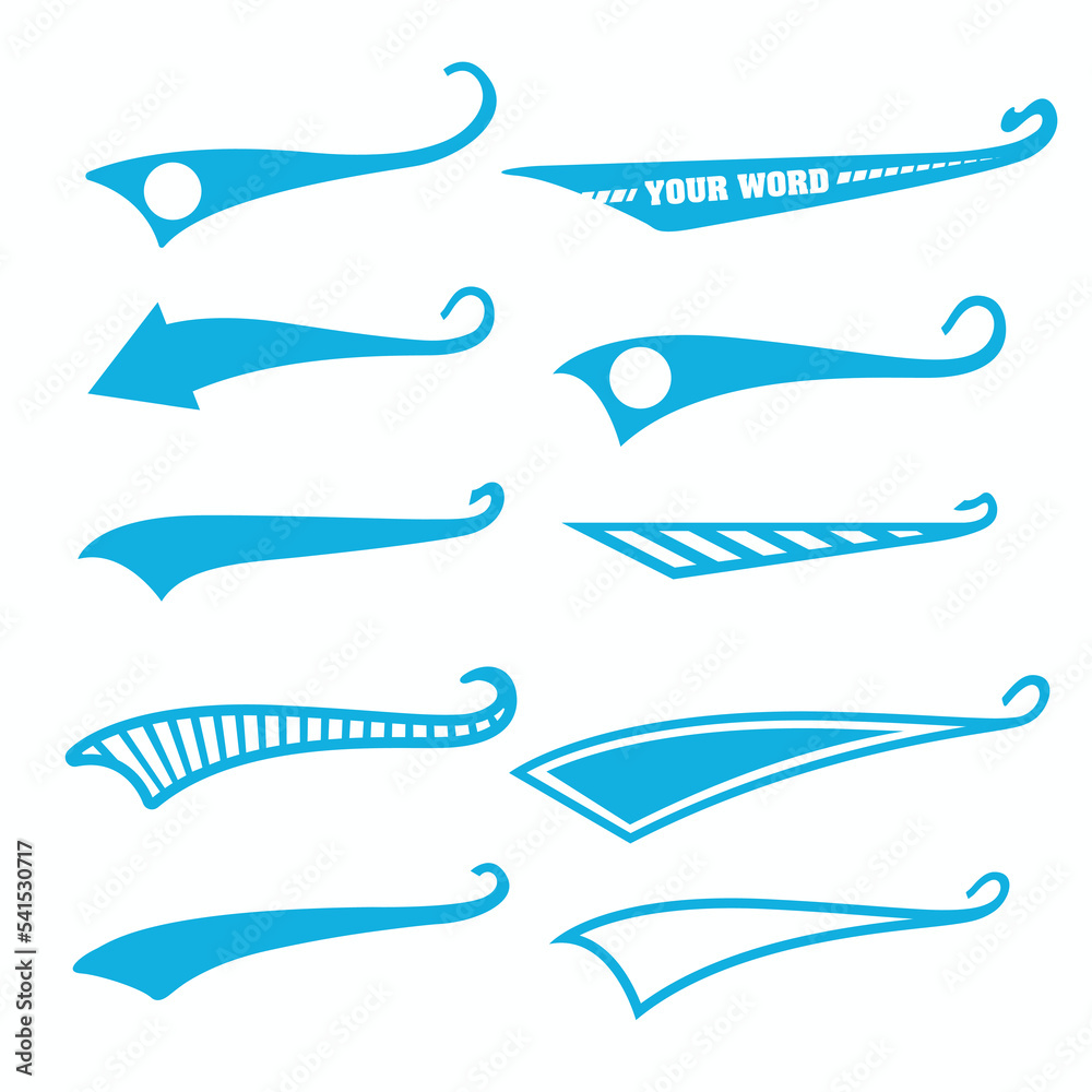 Blue Swirls and Swooshes Vector Accent Line Work Blue Swirls and Swooshes Vector Accent Line Work