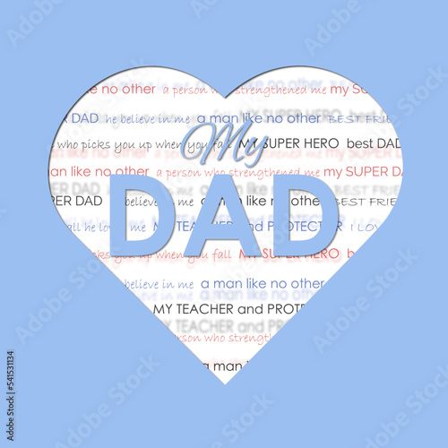 Vector illustration for Father's Day in paper cut technic. 