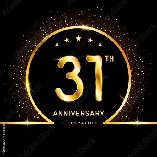 31th Anniversary. Golden Anniversary template design for celebration event, invitation card, greeting card, flyer, banner, poster, vector illustration