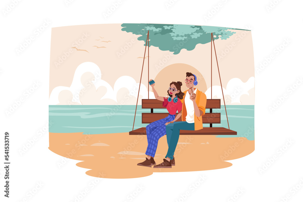 Fototapeta premium Couple In Love Illustration concept on white background