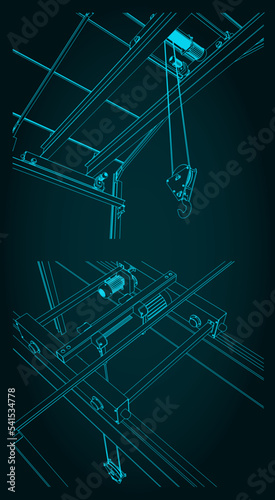 Overhead crane and warehouse structure