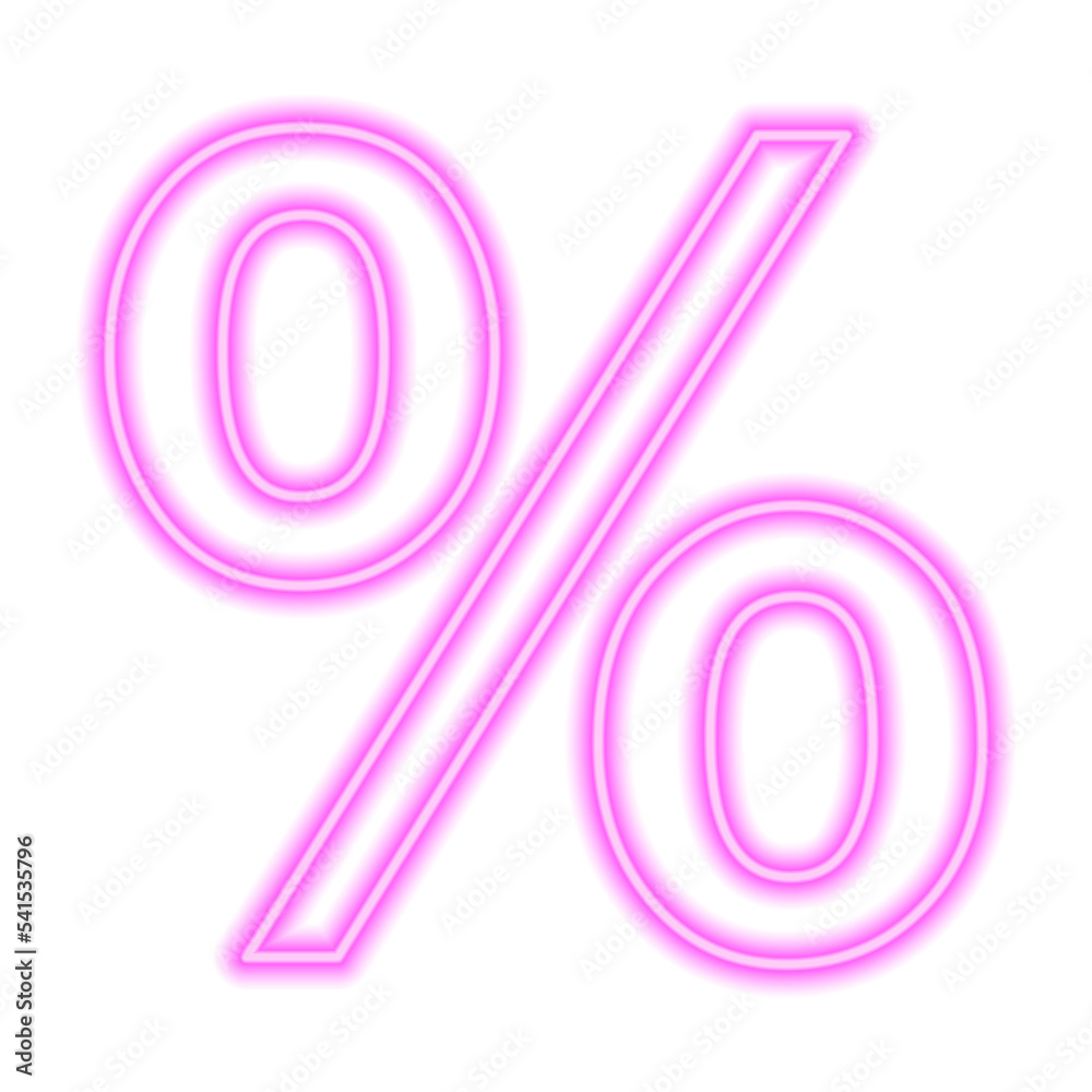 Pink neon percent sign isolated on white. Finance, business, discount, ratio Pink neon percent sign isolated on white. Finance, business, discount, ratio