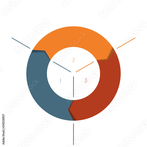 Infographic templates, diagram, arrows in  circle for 3 positions, isolated