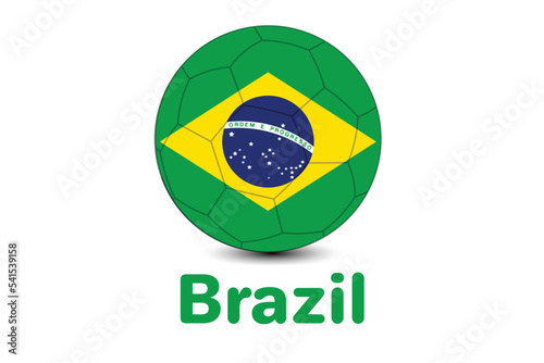 Qatar Football World cup 2022 with Brazil Flag. Qatar world cup 2022.Brazil illustration.
 photo