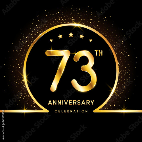 73th Anniversary. Golden Anniversary template design for celebration event, invitation card, greeting card, flyer, banner, poster, vector illustration photo