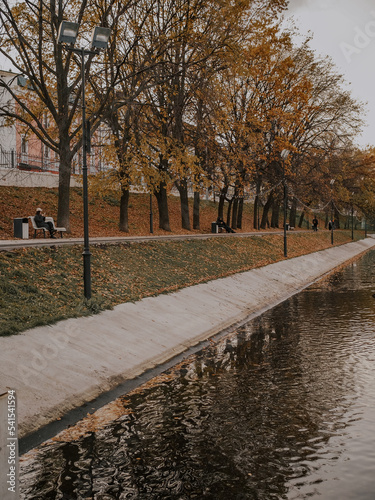 Autumn park. Lake